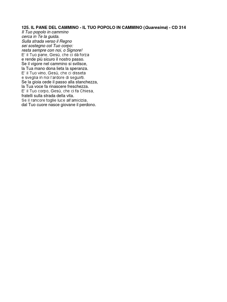 Il Tuo Popolo In Cammino Testo Completo IL Tuo Popolo in Cammino | PDF