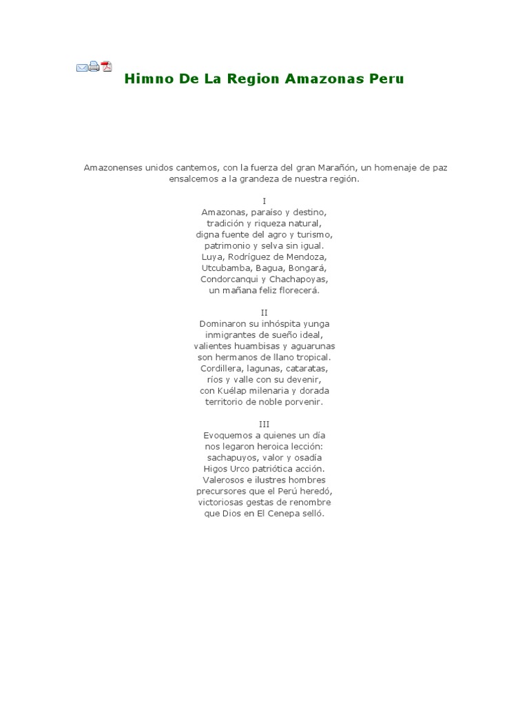 Himno de La Region Amazonas Peru | PDF