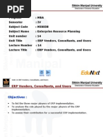 ERP - Unit 14 - ERP Vendors, Consultants, and Users - PPT - Final Reveiw