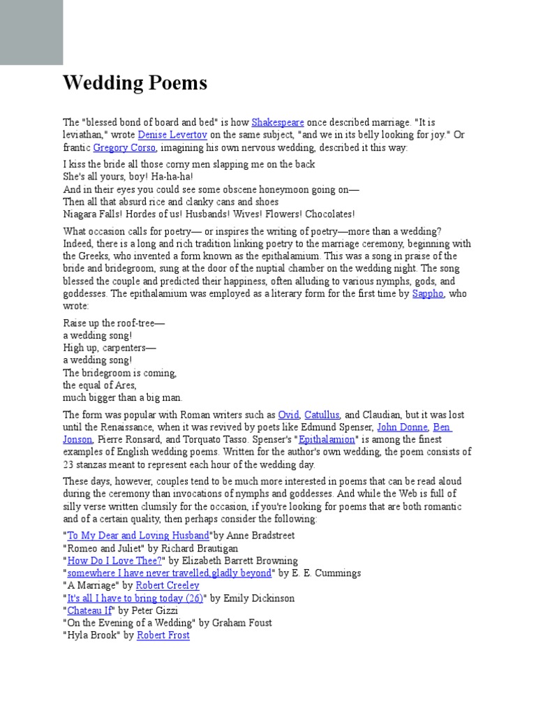Wedding Poems | PDF | Wedding | Poetry