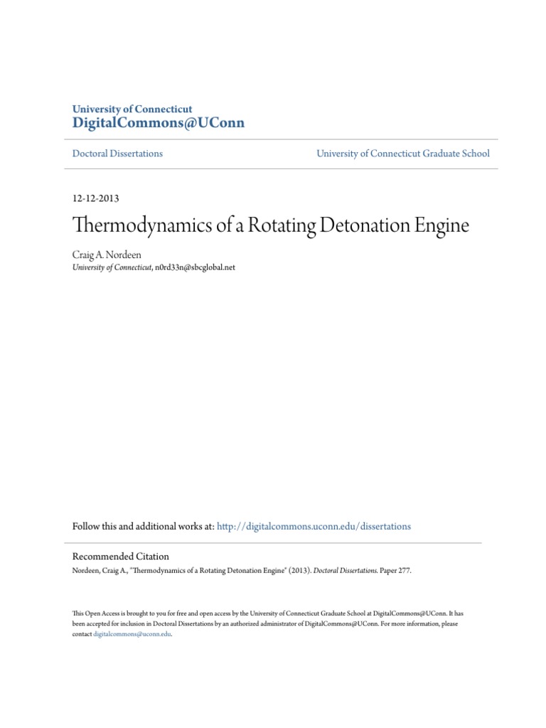 Thermodynamics of A Rotating Detonation Engine | PDF | Shock Wave ...