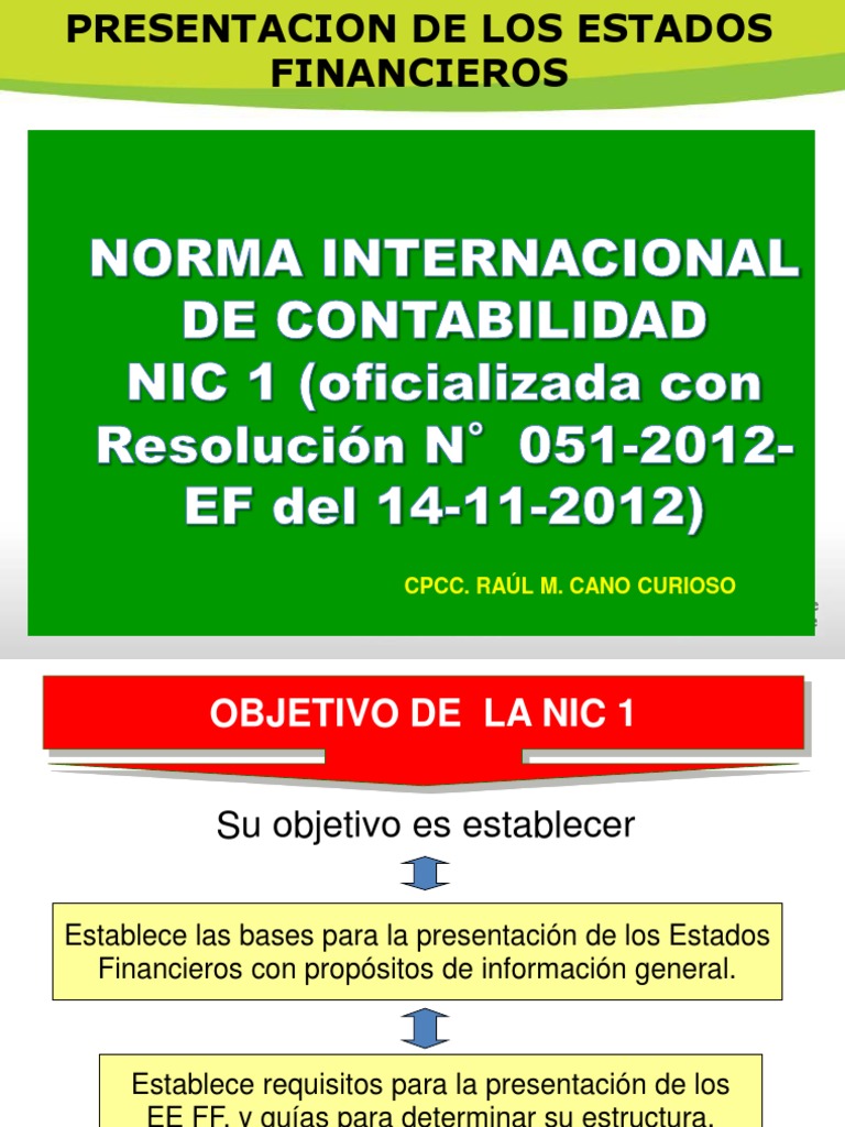 Presentación de Estados Financieros según NIC 1 | PDF | normas ...