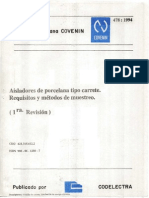 Aisladores de Porcelana Tipo Carrete. Requisitos y Metodo de Muestreo. 478-94 PDF