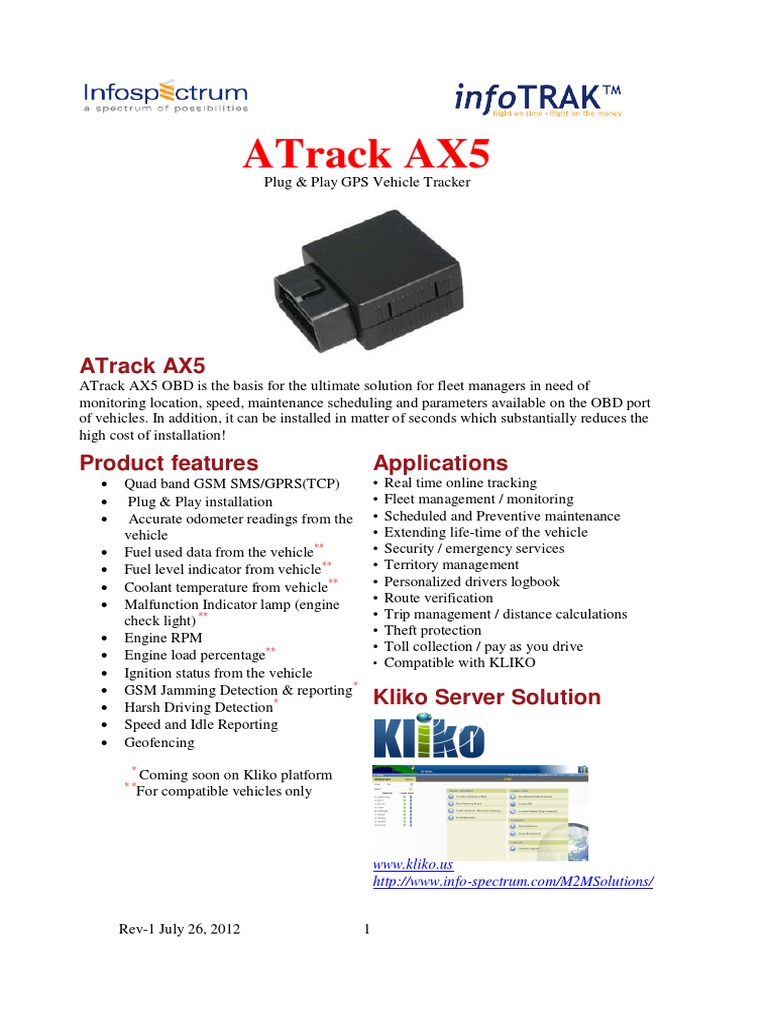 ATrack AX5: Plug & Play GPS Tracker | PDF | Technology & Engineering