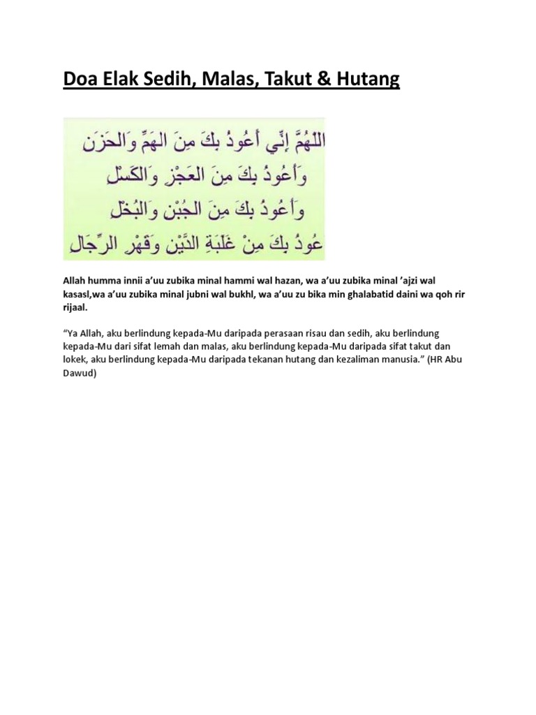 Doa Elak Sedih Malas Takut Hutang Pdf