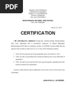 Barangay Certification of No Income | PDF
