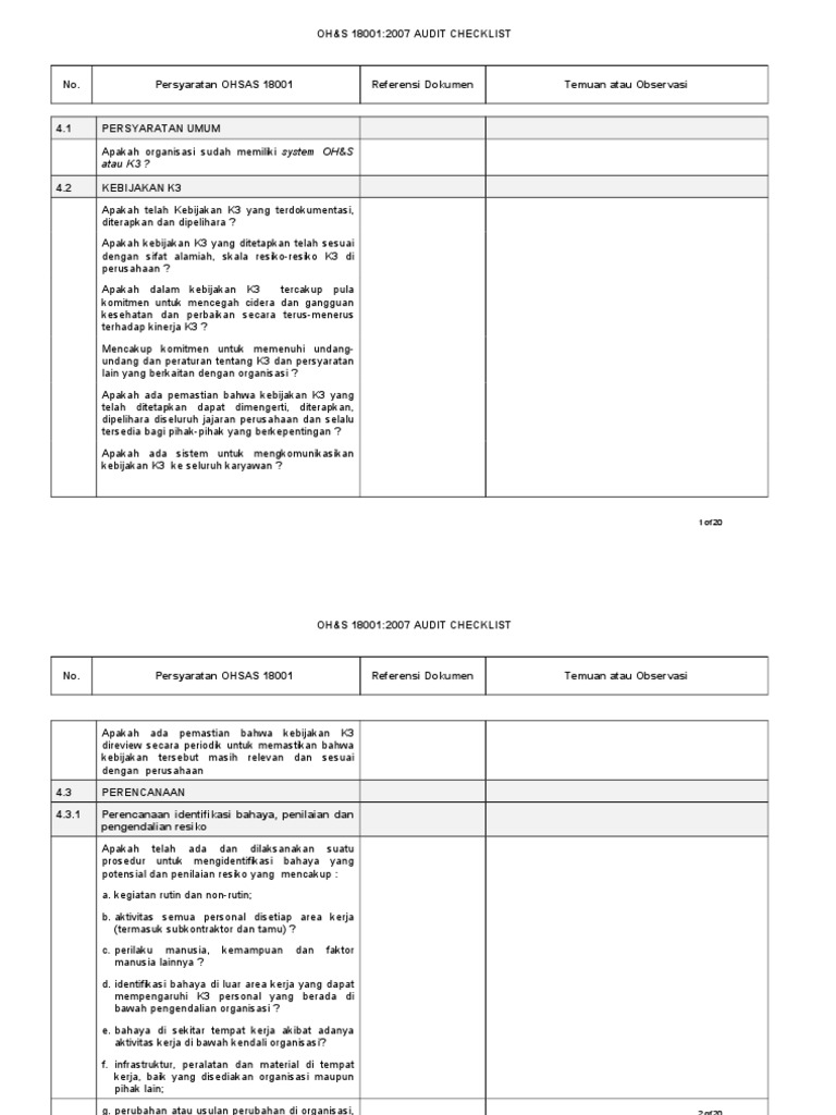 Contoh Laporan Audit Smk3 Perusahaan Seputar Laporan
