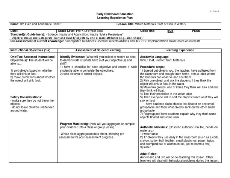 hook lesson plan Early Childhood Education Psychological Concepts