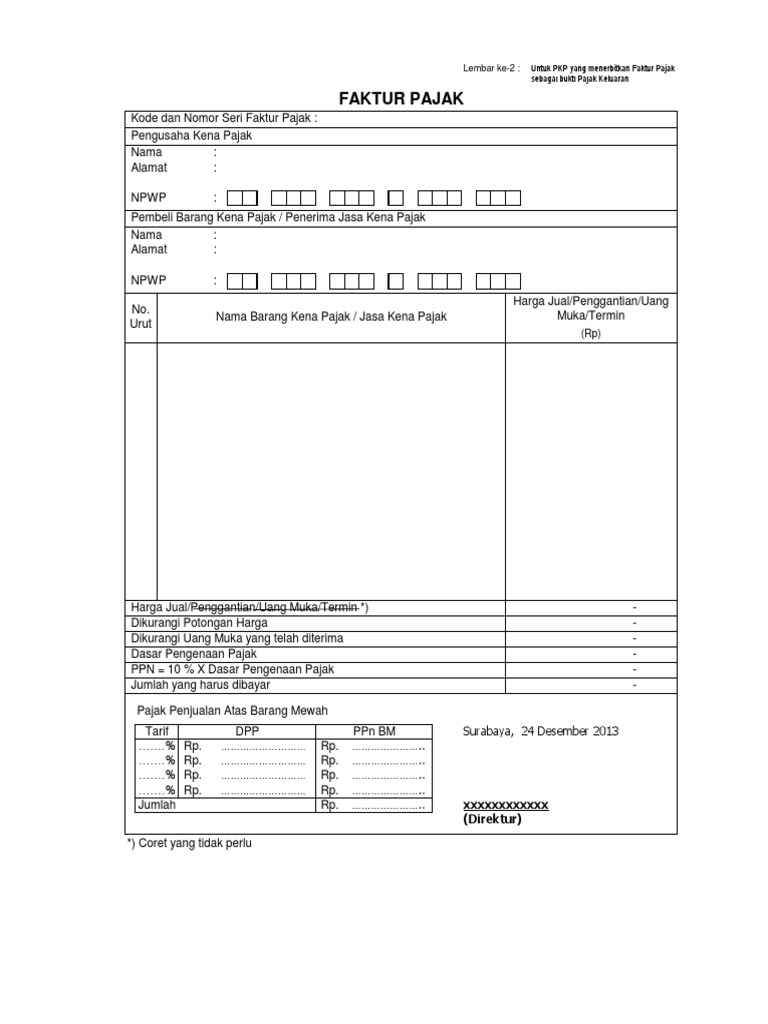 Download Faktur Pajak Excel 2015