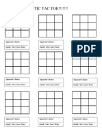 Tic Tac Toe Exercise Sheets