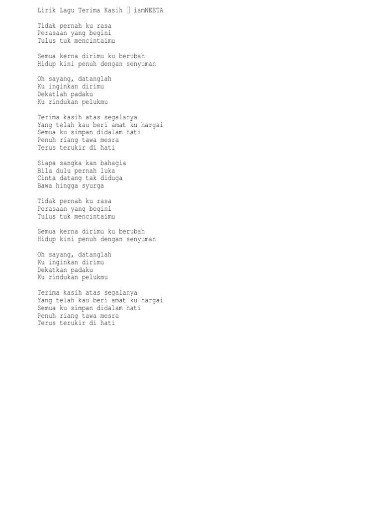 Lirik Terima Kasih Pdf