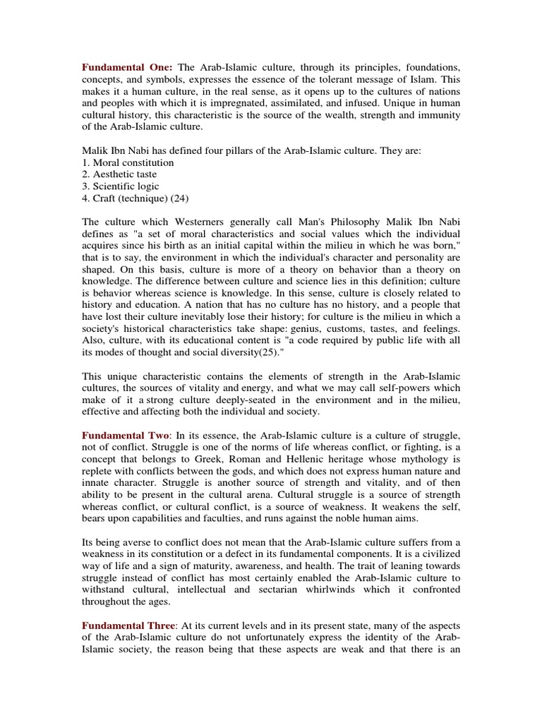 Understanding Arab-Islamic Culture Principles | PDF