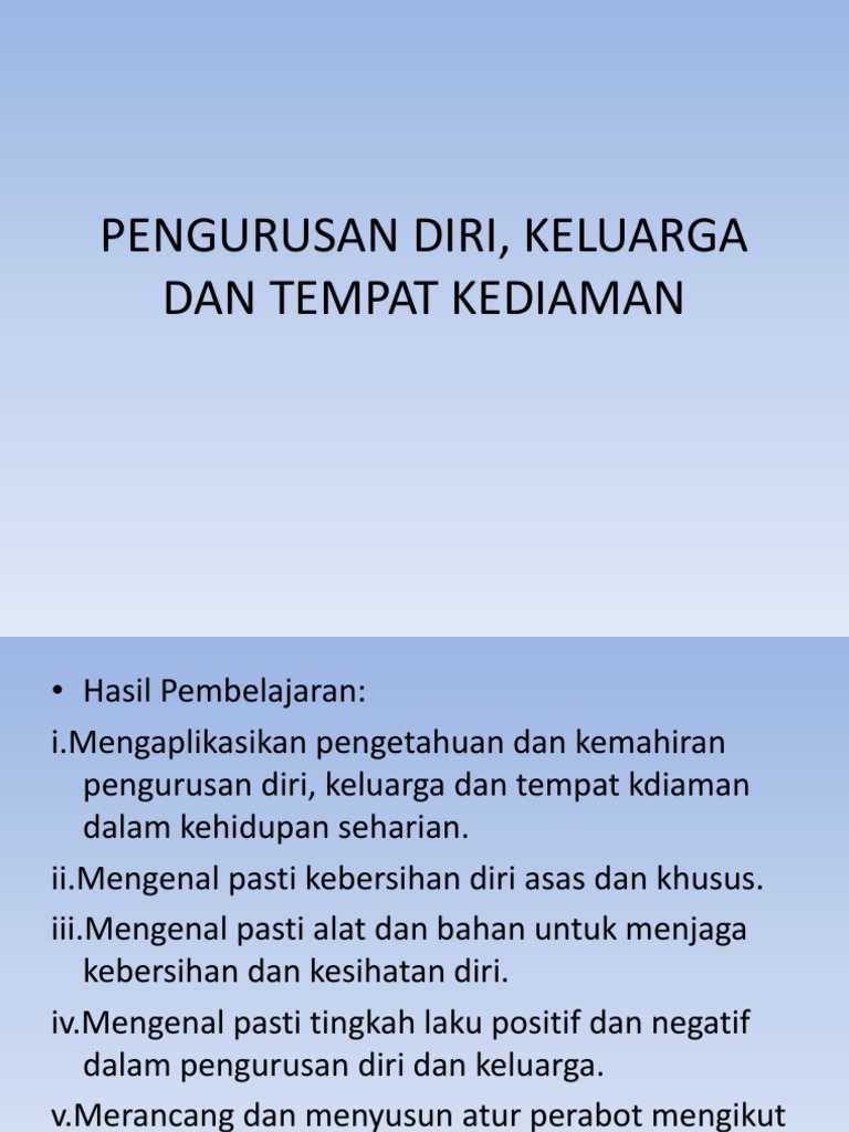 Pengurusan Diri Keluarga Dan Tempat Kediaman Pdf