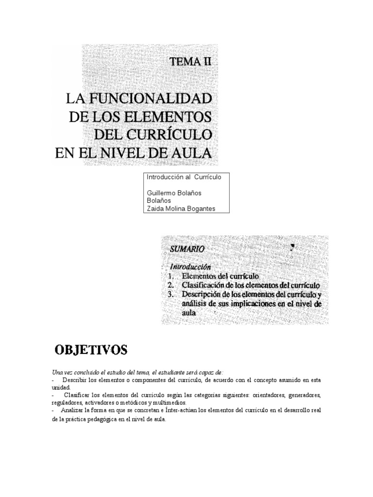 Elementos Clave del Currículo Educativo | PDF | Plan de estudios ...