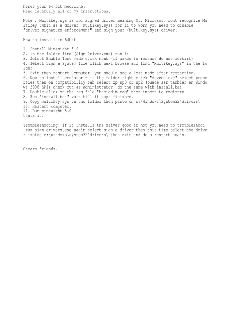 Installing Multikey 64-bit Driver Guide | PDF