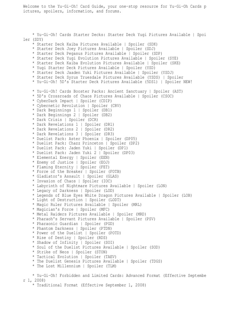 Comprehensive Yu-Gi-Oh! Card Guide | PDF | Leisure | Nature