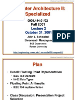 Computer Architecture II: Specialized: Fall 2001