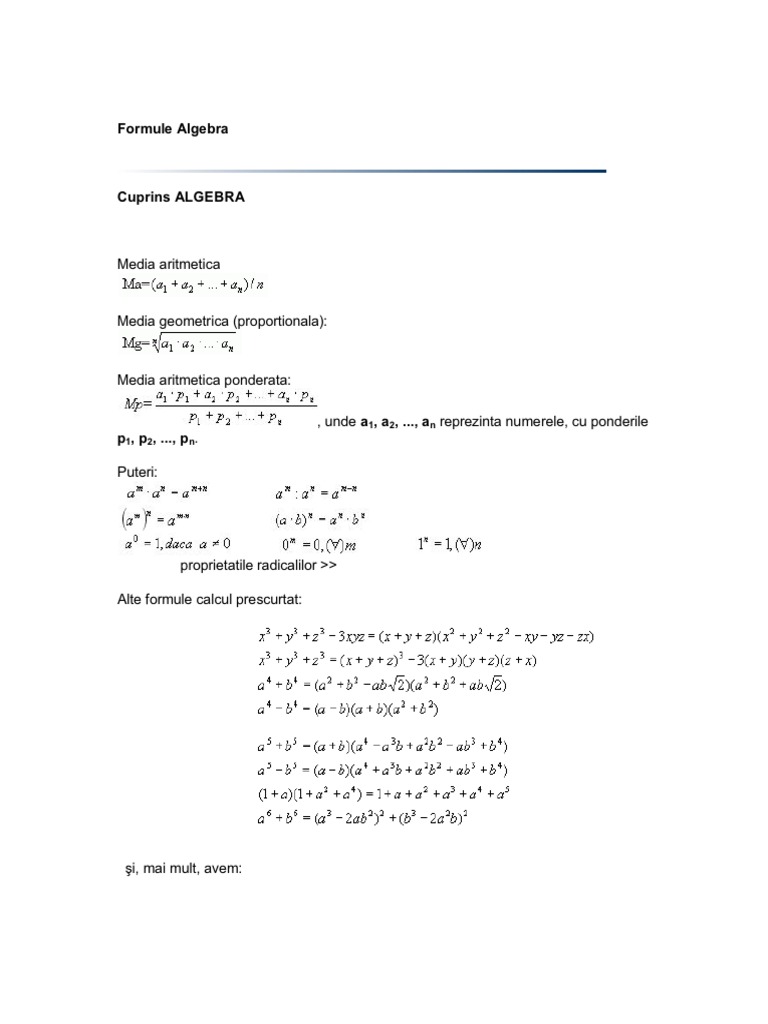 Formule Algebra | PDF
