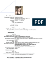 Europass Curriculum Vitae: Personal Information First Name(s) / Surname(s) Moisin Nicoleta Maria