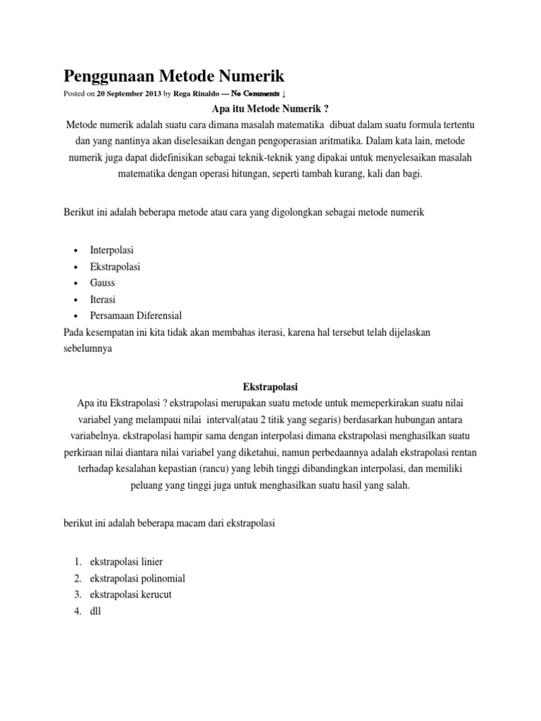 Penggunaan Metode Numerik | PDF