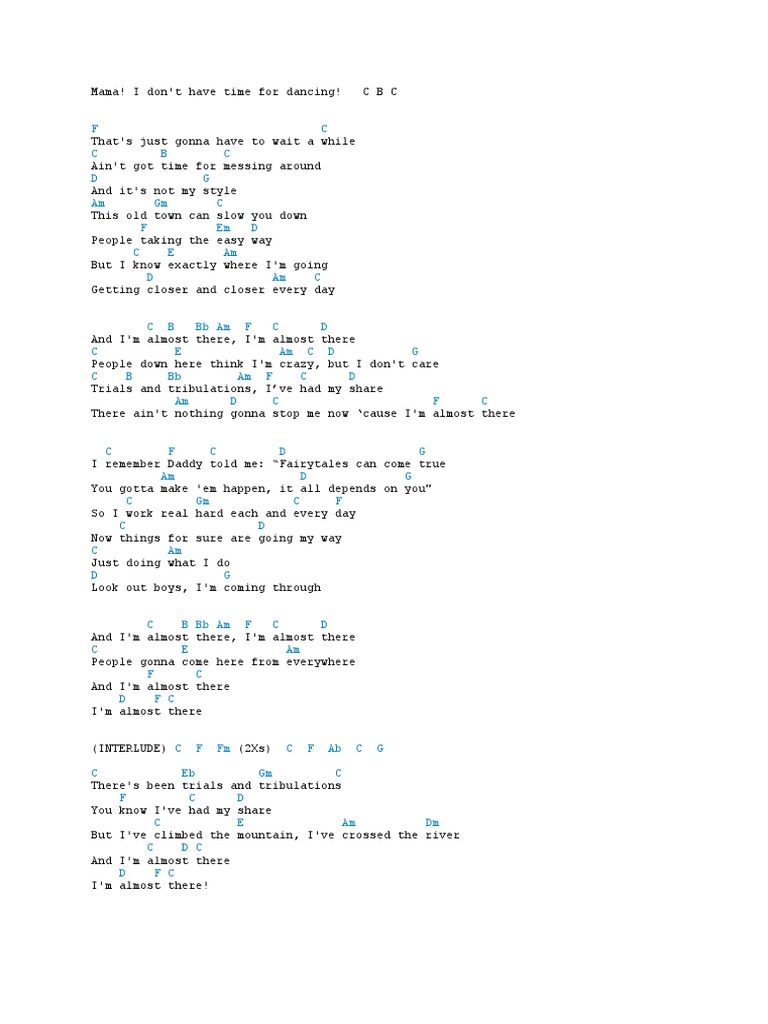 Almost There Chords Pdf