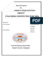 Customer Perception About Coaching Institutes For MBA
