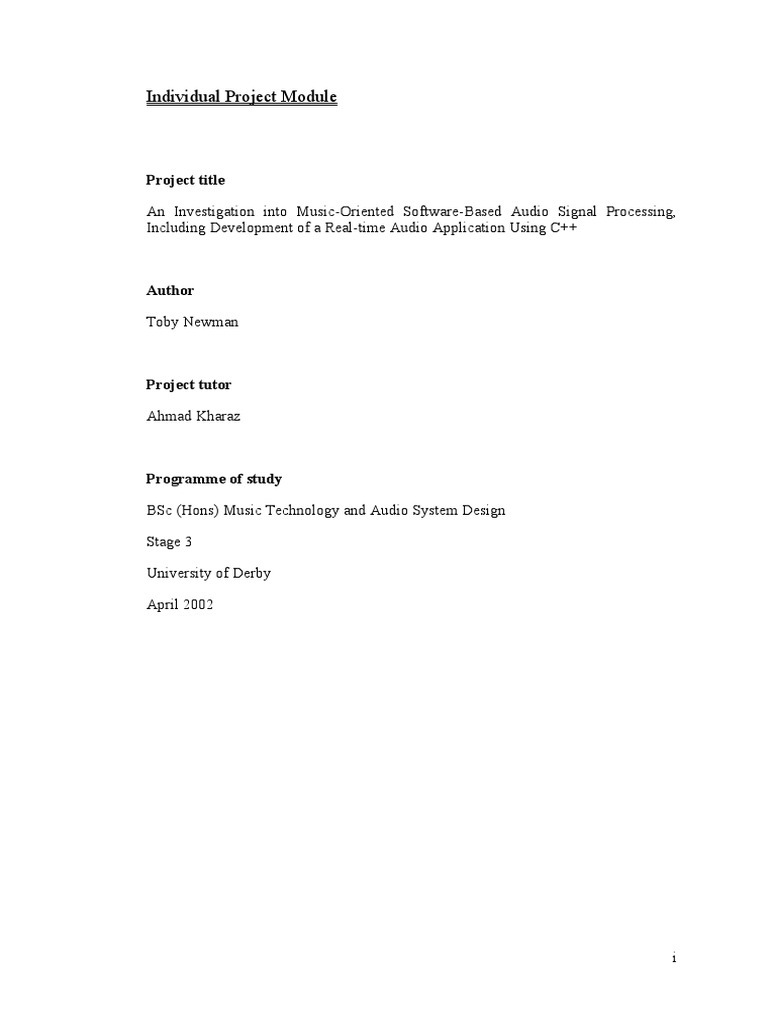 Music Software Audio Processing Project | PDF | Synthesizer | Computer ...