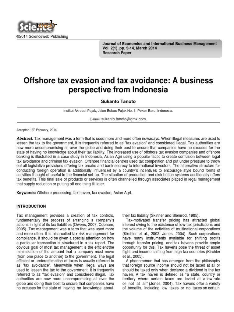 Offshore Tax Evasion and Tax Avoidance A Business Perspective From
