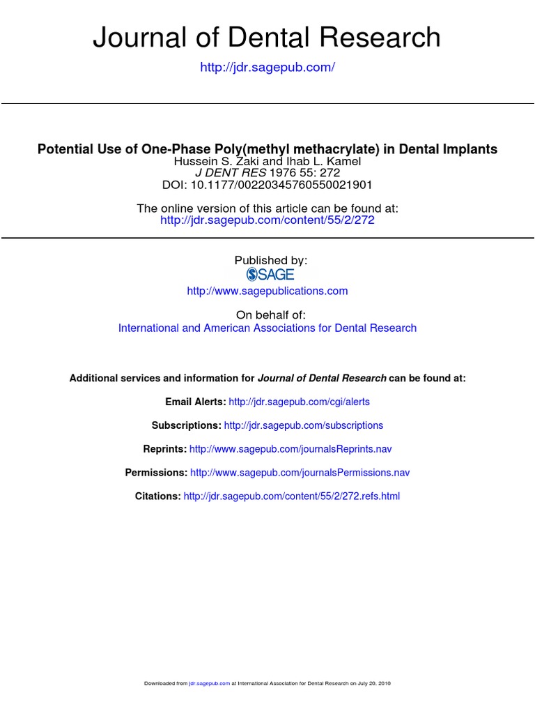lPotential Use of OnePhase Poly (methyl methacrylate) in Dental