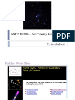 Orientation: ASTR 1020L - Astronomy Laboratory