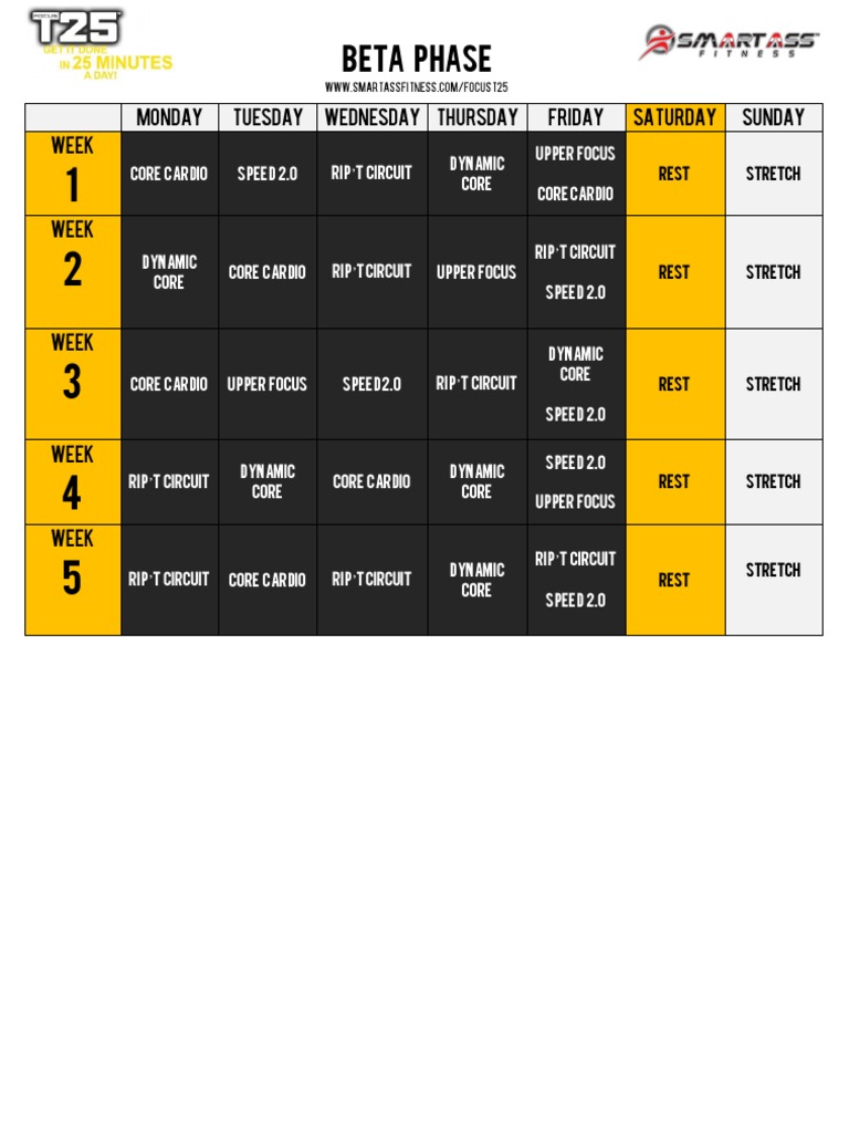 Focus T25 Beta Schedule | Pdf | Sports