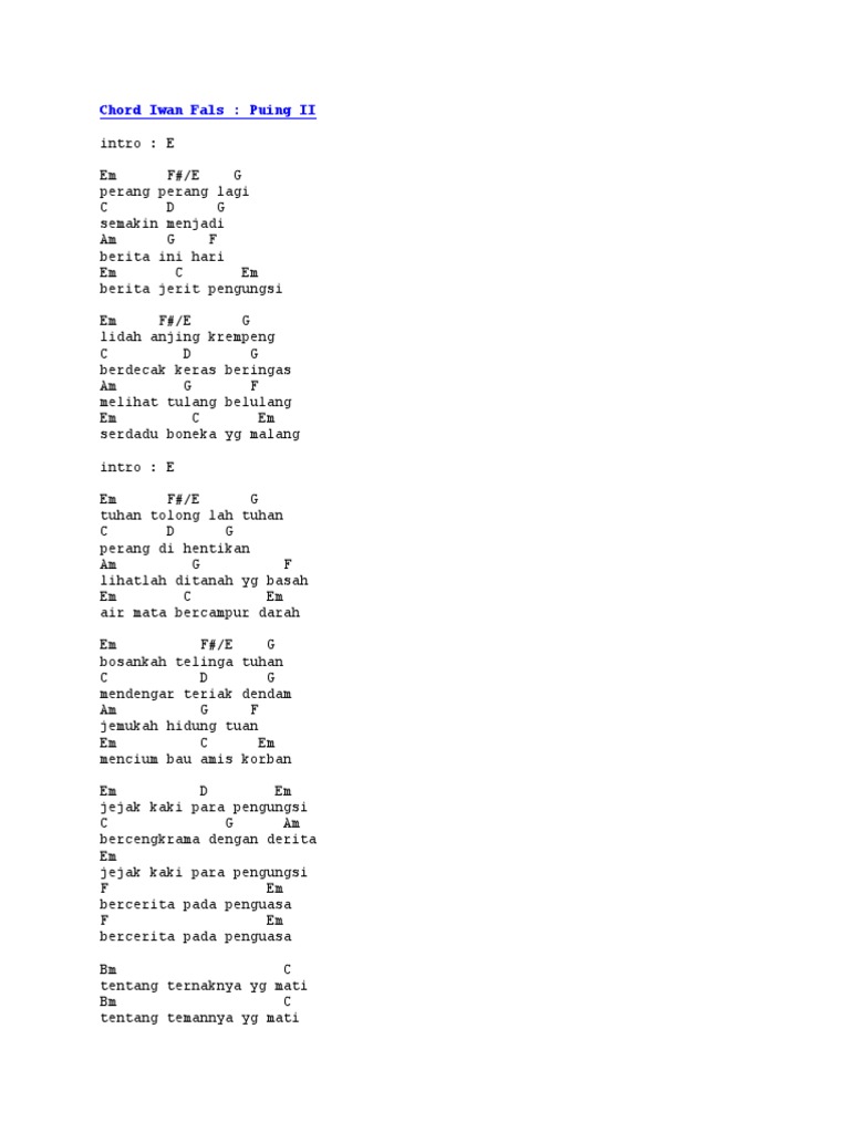 Husmanss Chord Lagu Iwan Fals Serdadu
