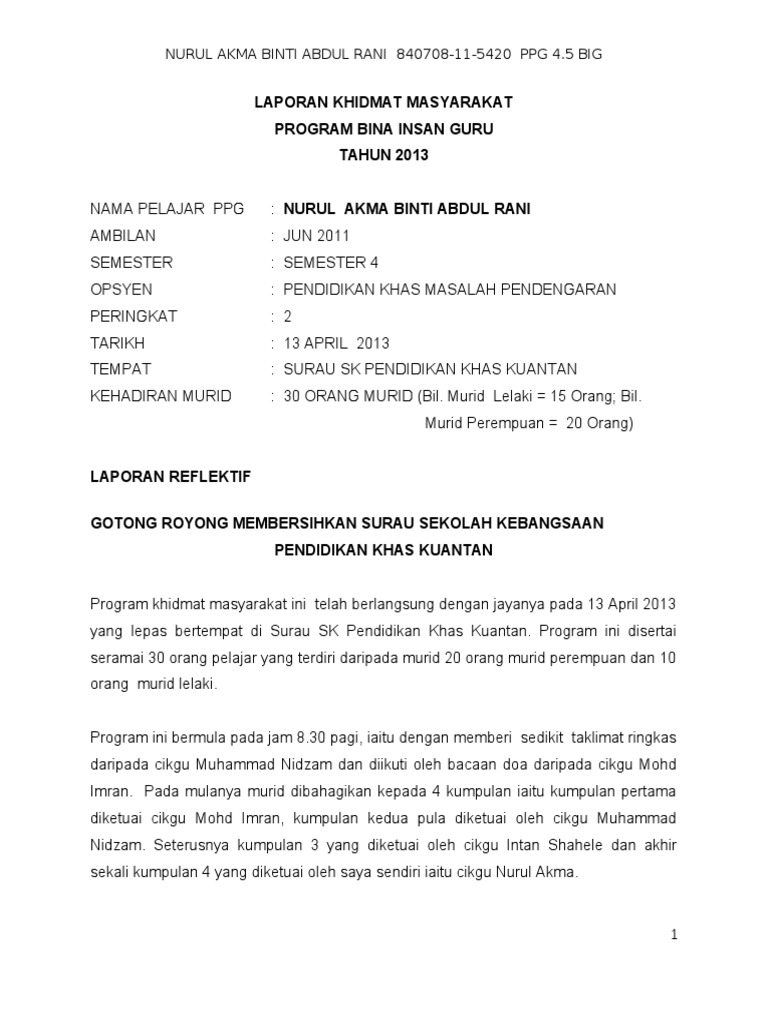 Laporan Khidmat Masyarakat  PDF