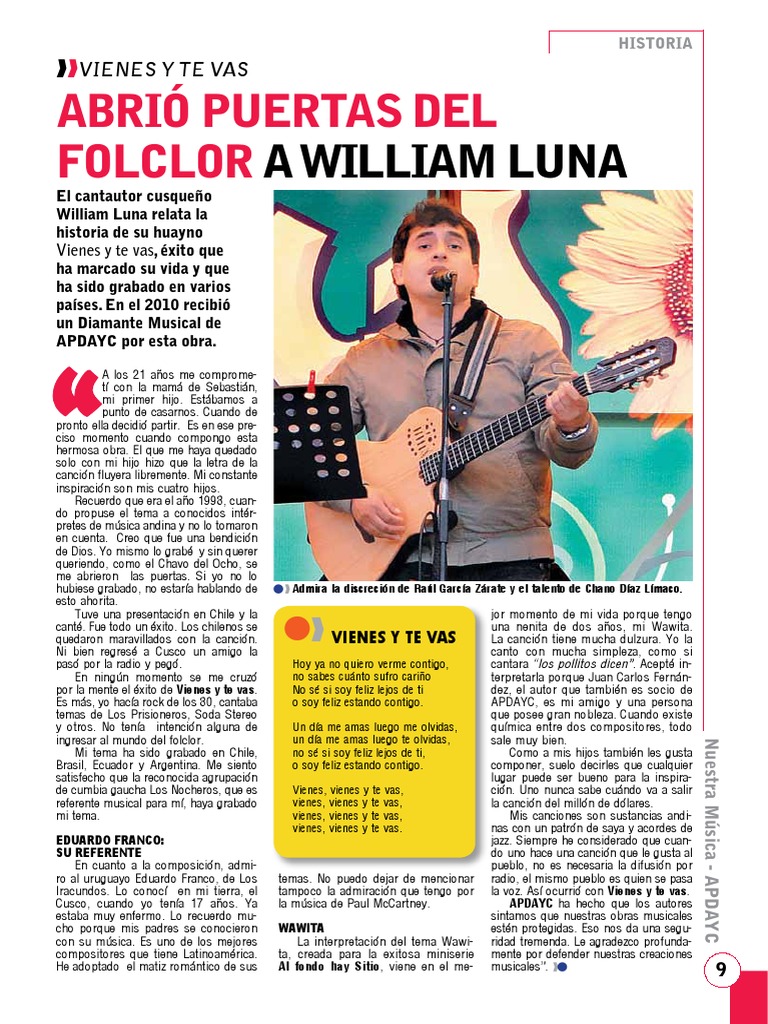 Historia de "Vienes y te vas" de William Luna Canciones