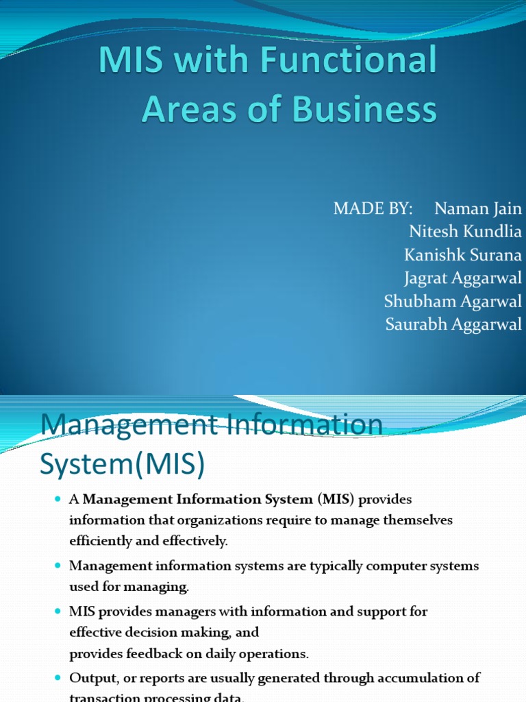 MIS With Functional Areas of Business | PDF | Enterprise Resource ...