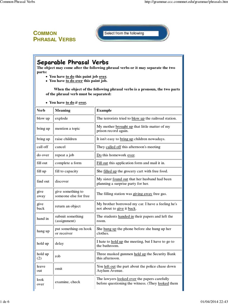Common Phrasal Verbs | PDF | Verb | Style (Fiction)