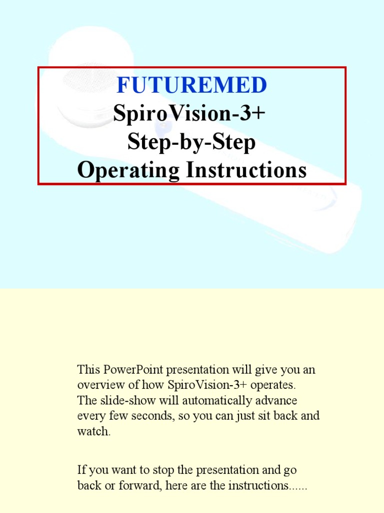 Futuremed: Spirovision-3+ Step-By-Step Operating Instructions | PDF ...