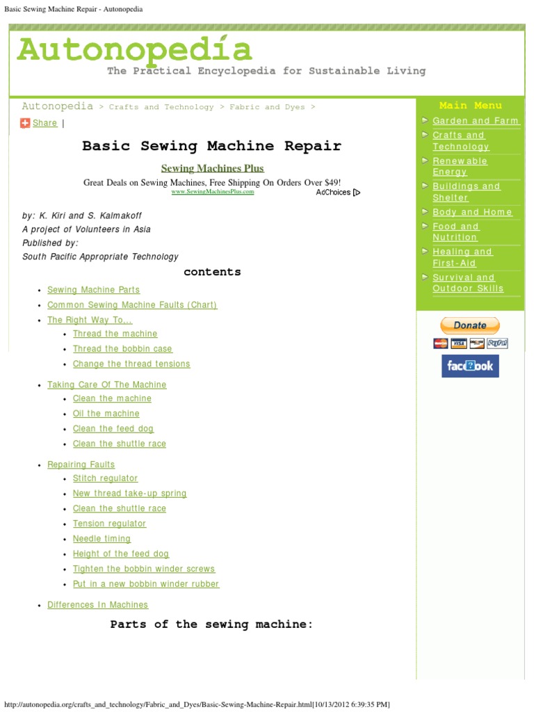 Basic Sewing Machine Repair PDF Sewing Machine Sewing