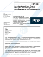 NBR 6921 (Abr 2002) - Corrosão Atmosférica - Taxa de Sulfatação - Determinação Pelo Método Da Vela de Dióxido de Chumbo