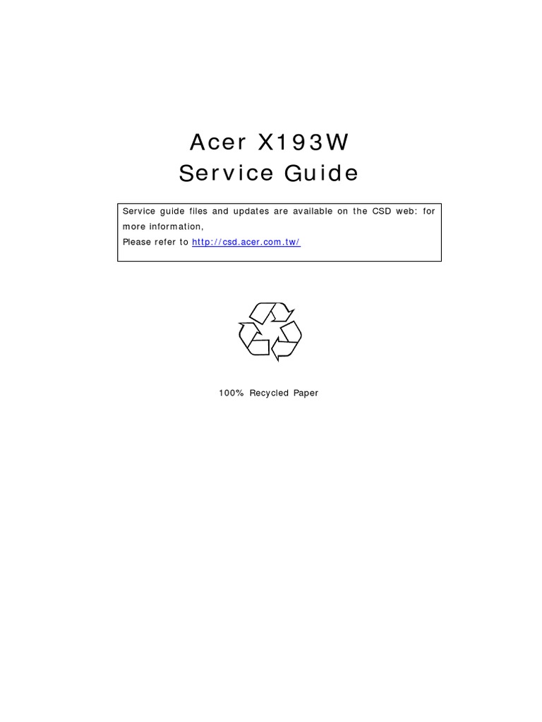 Acer X193W Service Guide 20080320 | Ac Power Plugs And Sockets |  Electromagnetic Interference