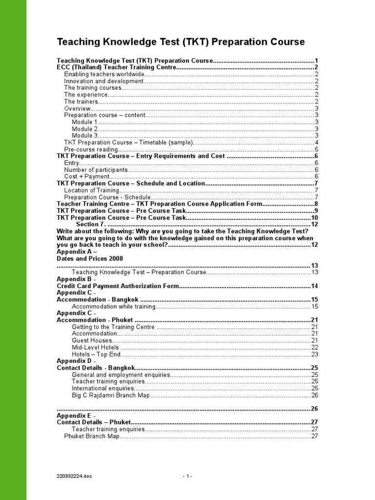 Teaching Knowledge Test (TKT) Preparation Course | Download Free PDF ...