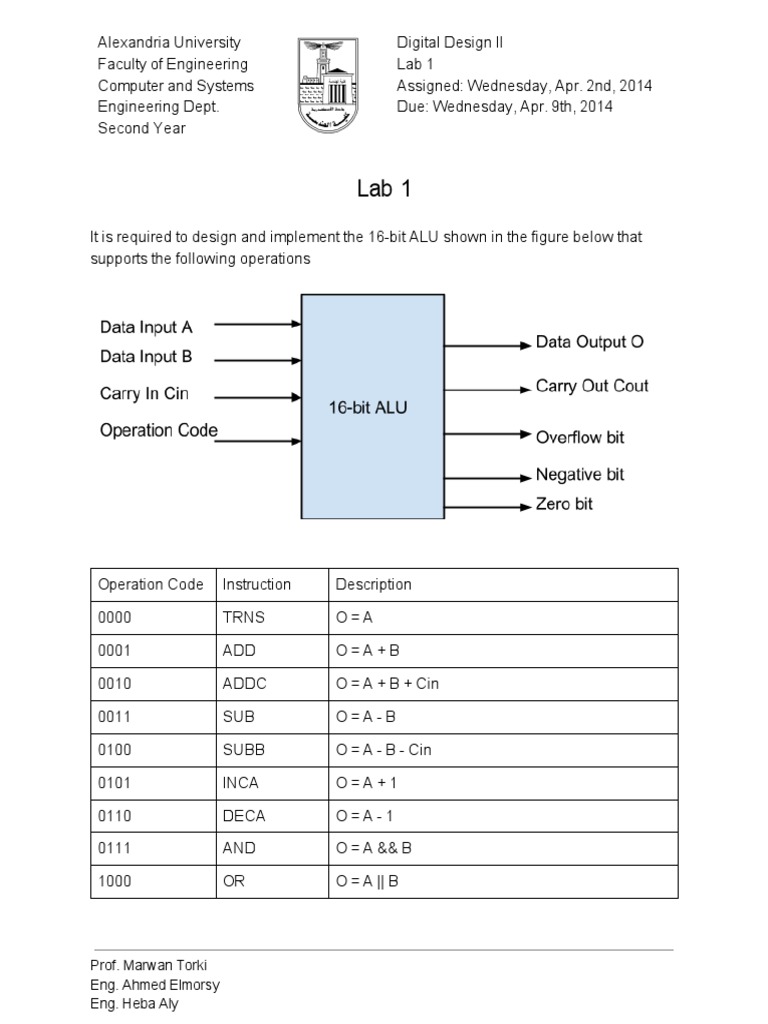 16-Bit ALU Design Lab Assignment | PDF | Technology & Engineering
