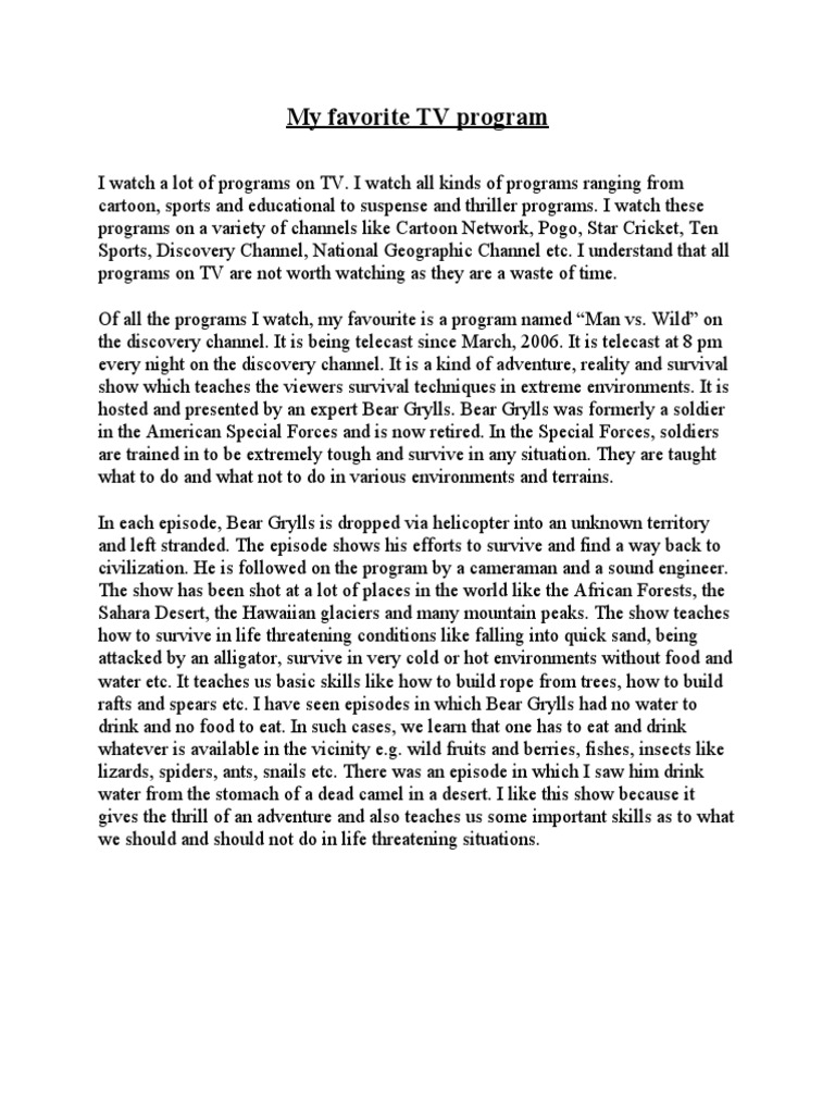My favourite tv programme essay grade 8 image