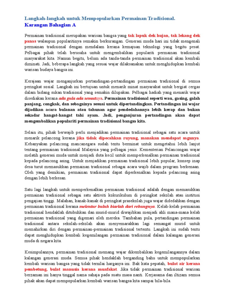Langkah Langkah Untuk Mempopularkan Permainan Tradisional Pdf