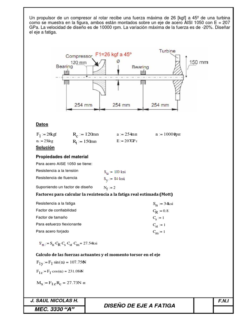 Diseño de Eje a Fatiga en AISI 1050 | PDF | Fatiga (material ...