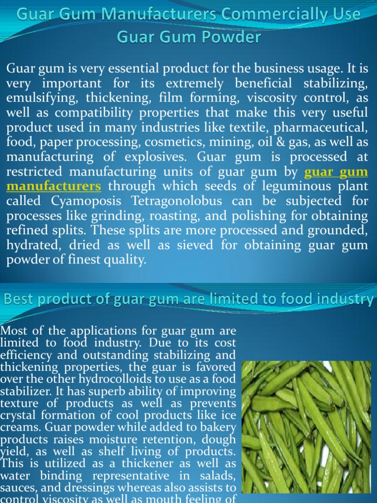 Guar Gum Manufacturers Commercially Use Guar Gum Powder at hrdgums