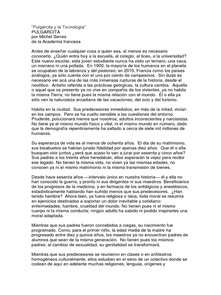 Michel Serres_Pulgarcita y la Tecnología PDF Adultos Francia