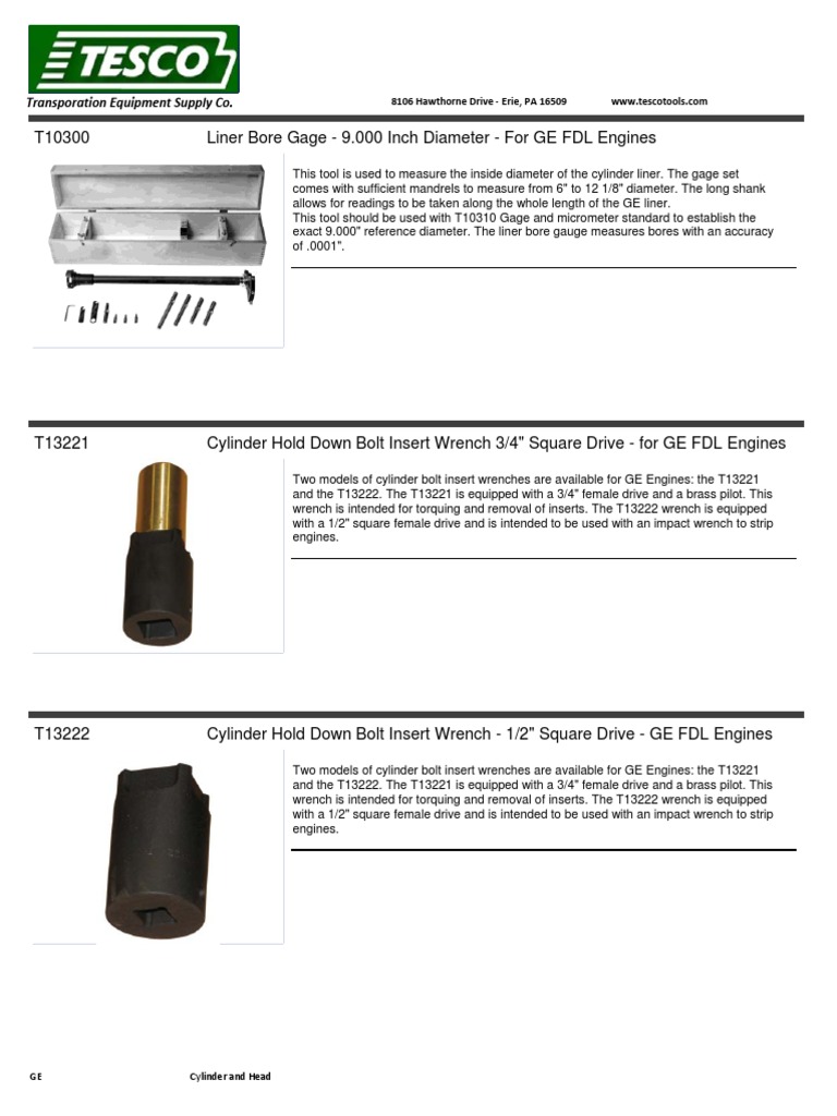 GE FDL Engine Repair Tools Guide | PDF | Screw | Drill