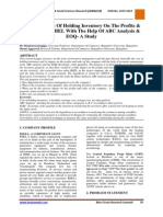 Impact of Cost of Holding Inventory On The Profits & Sales of The BHEL With The Help of ABC Analysis & EOQ-A Study