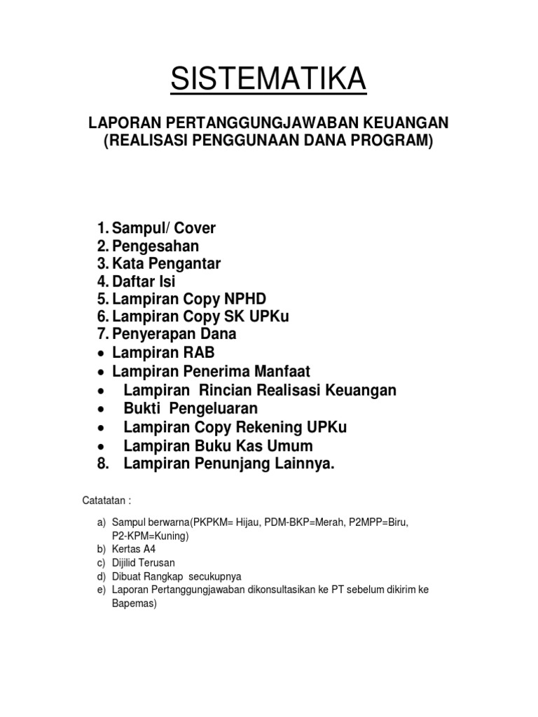 Contoh Laporan Pertanggungjawaban Dana